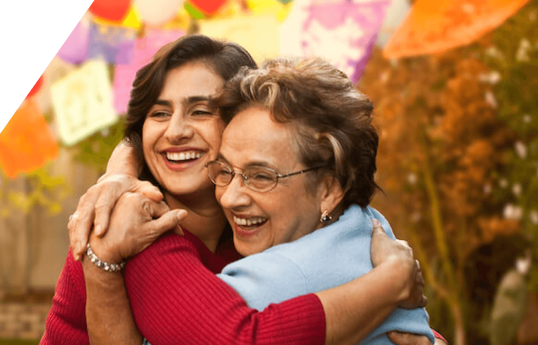 Two women embracing in a hug